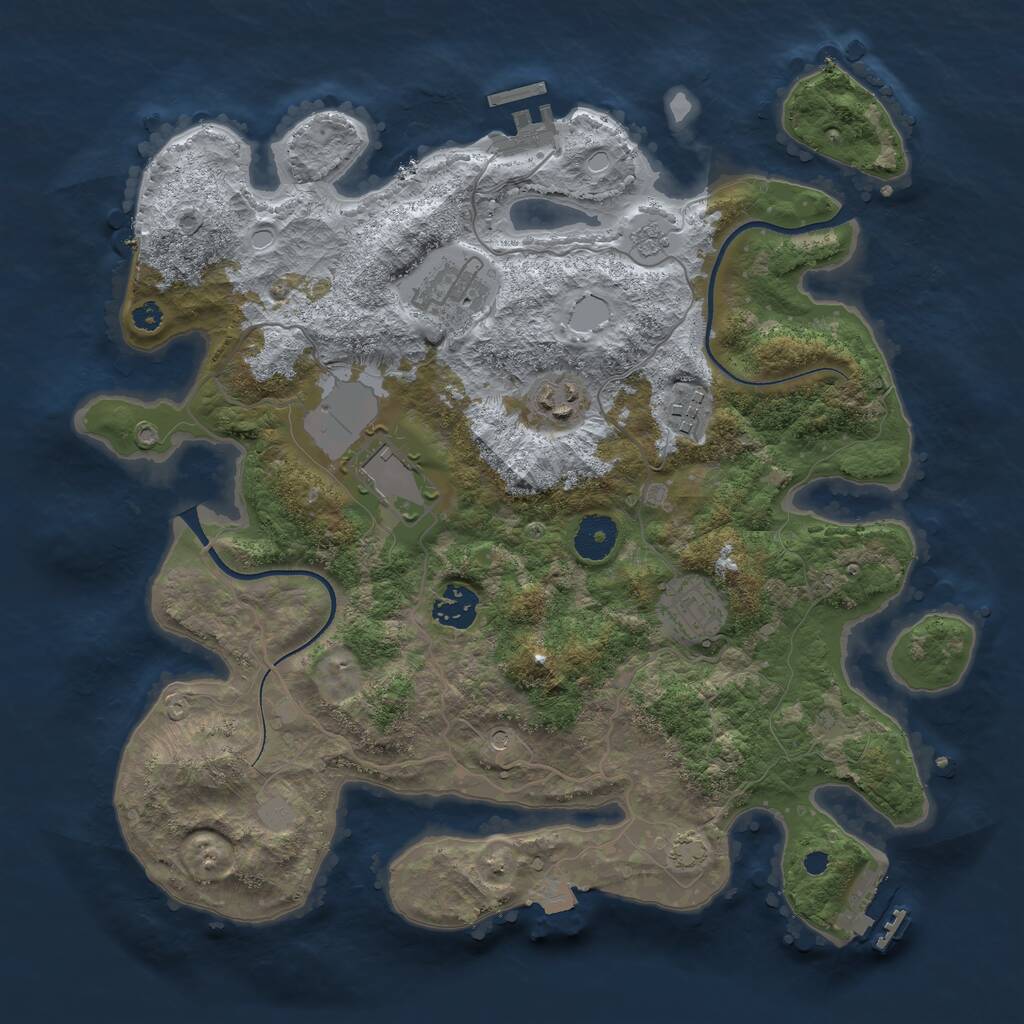 Rust Map: Procedural Map, Size: 3500, Seed: 795928316, 12 Monuments