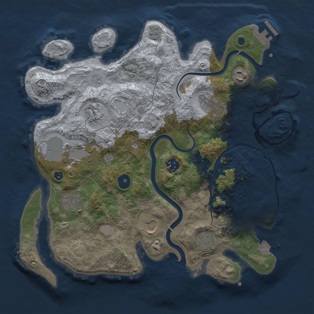 Rust Map: Procedural Map, Size: 3500, Seed: 1853863517, 14 Monuments