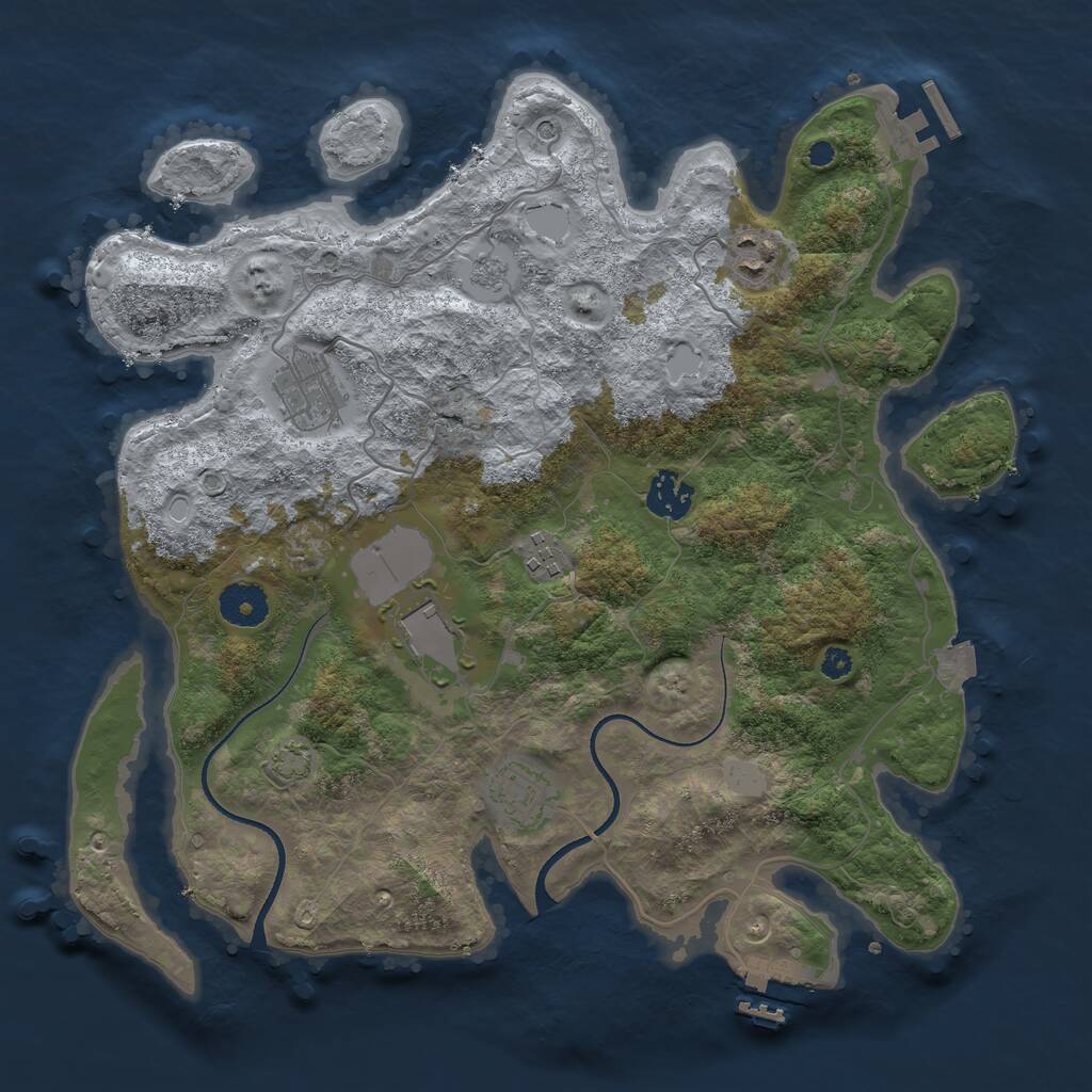 Rust Map: Procedural Map, Size: 3500, Seed: 1853863517, 12 Monuments