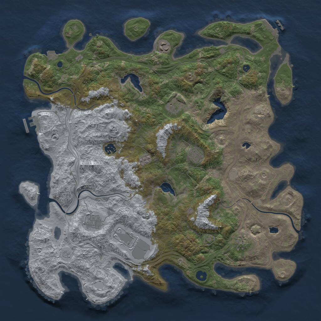 Rust Map: Procedural Map, Size: 4500, Seed: 1377573952, 14 Monuments