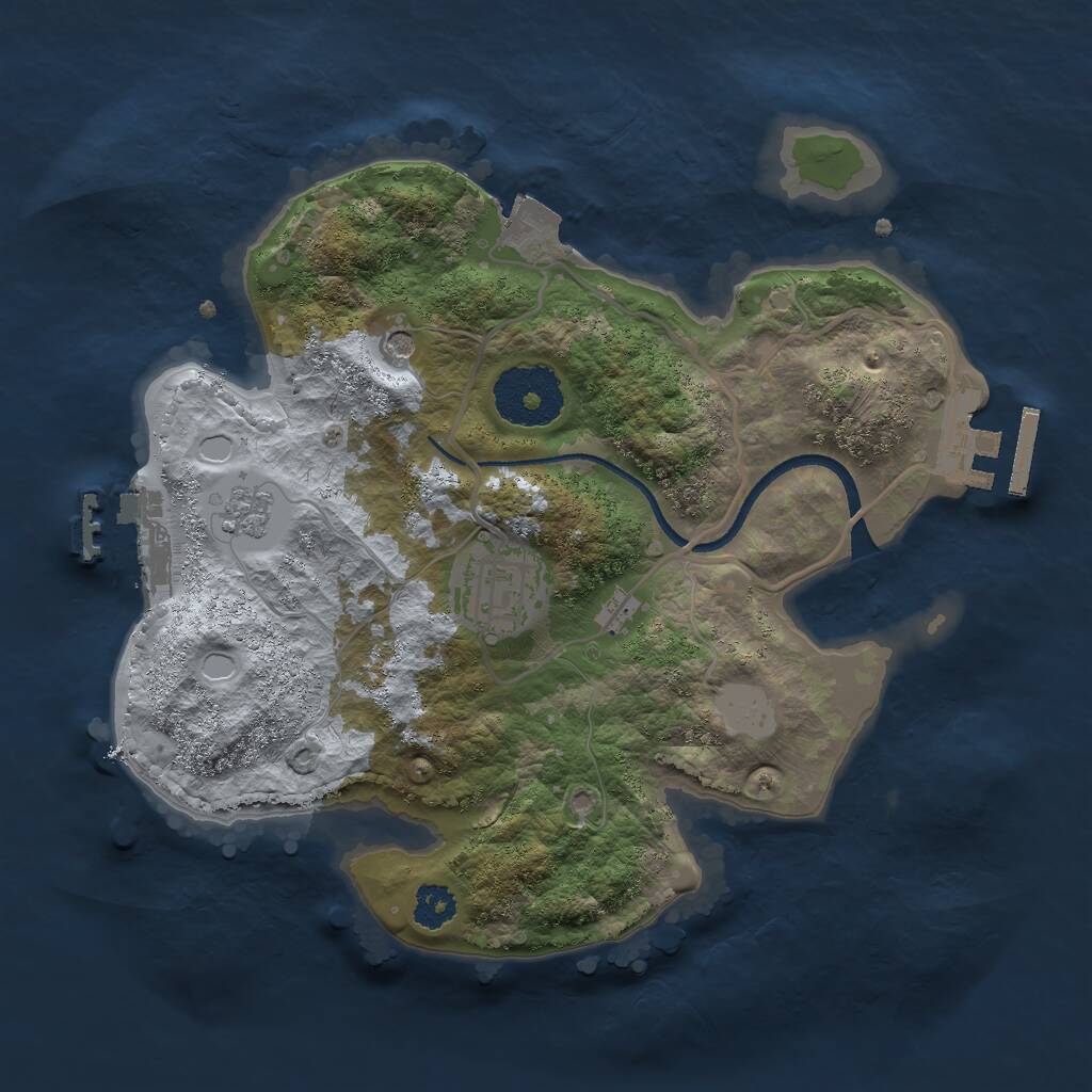Rust Map: Procedural Map, Size: 2500, Seed: 324987, 6 Monuments
