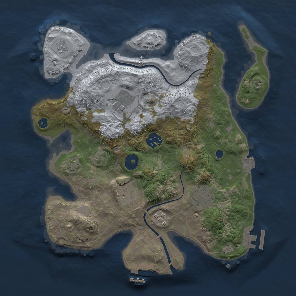 Rust Map: Procedural Map, Size: 3000, Seed: 8791462, 10 Monuments