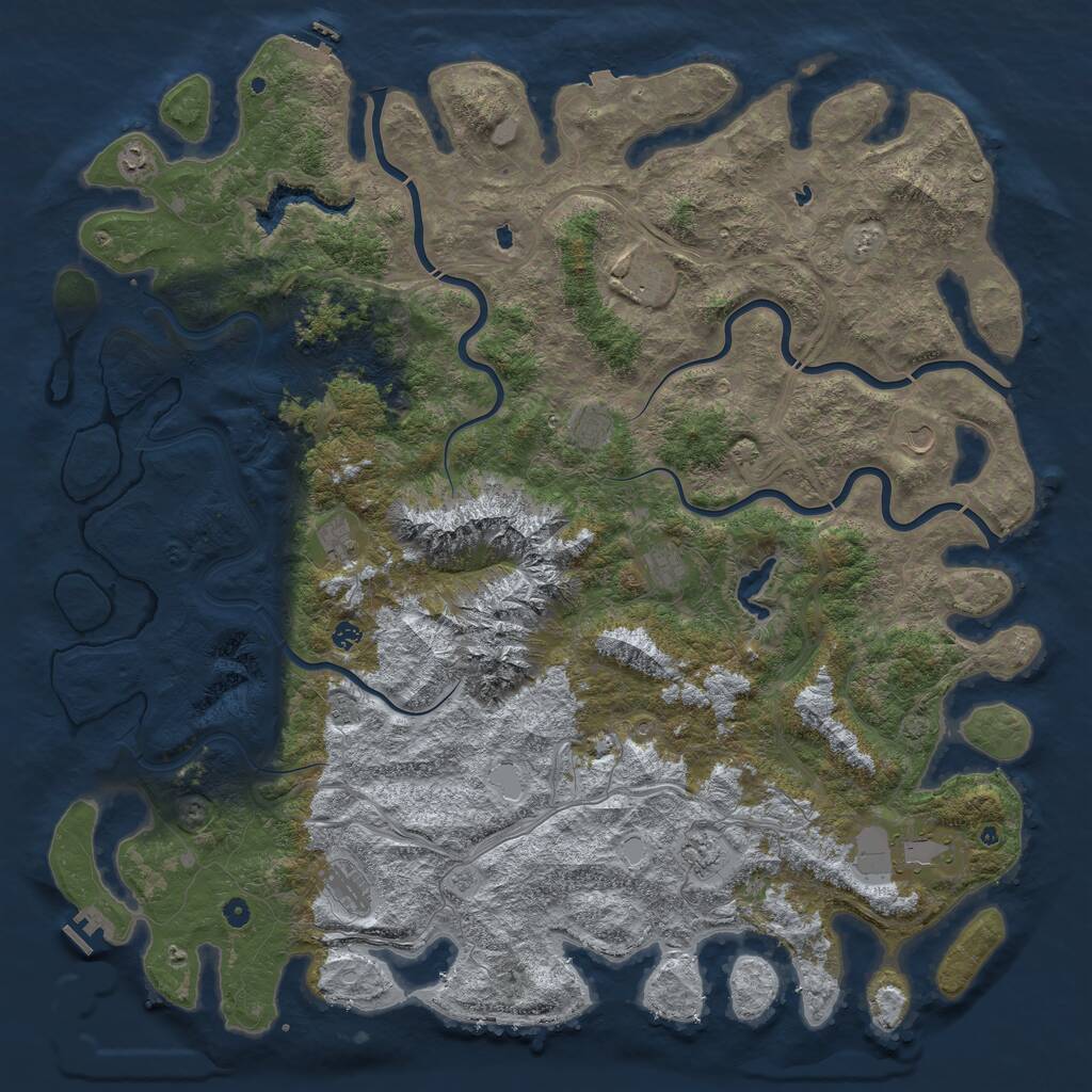 Rust Map: Procedural Map, Size: 5900, Seed: 1050548110, 17 Monuments
