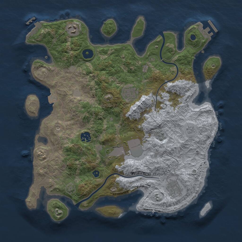 Rust Map: Procedural Map, Size: 3500, Seed: 1856833514, 12 Monuments