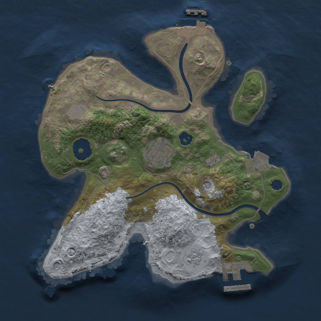 Rust Map: Procedural Map, Size: 2400, Seed: 5543222, 6 Monuments