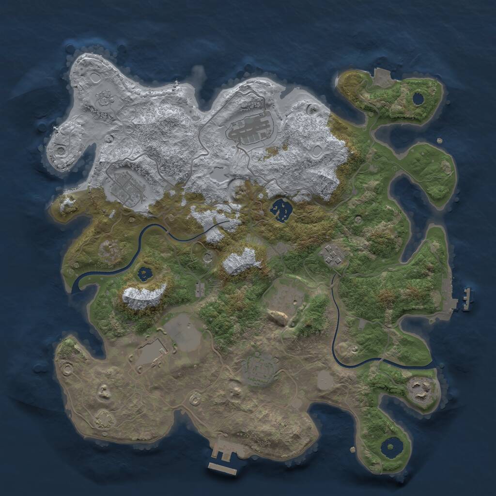 Rust Map: Procedural Map, Size: 3500, Seed: 846120699, 14 Monuments