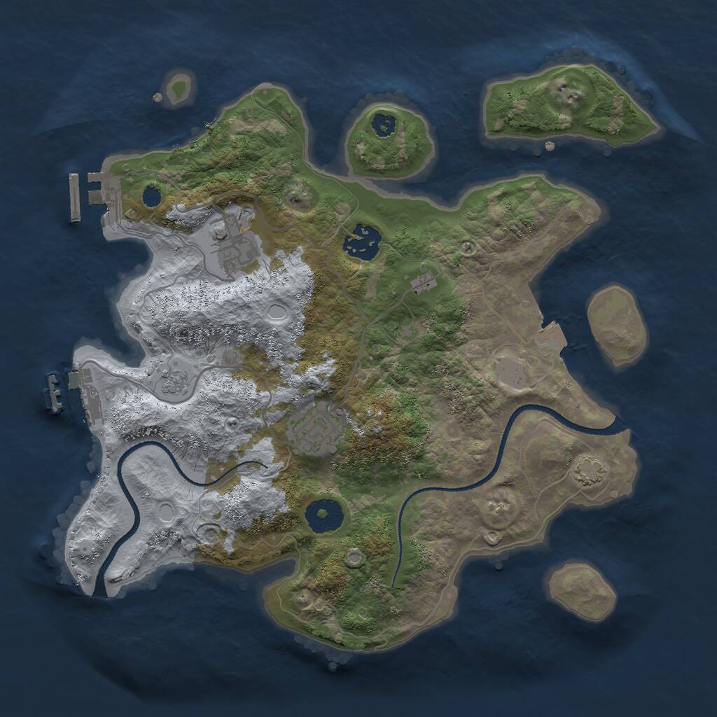 Rust Map: Procedural Map, Size: 3000, Seed: 232335353, 8 Monuments