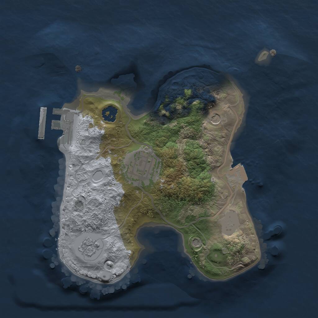 Rust Map: Procedural Map, Size: 2000, Seed: 1377573952, 5 Monuments