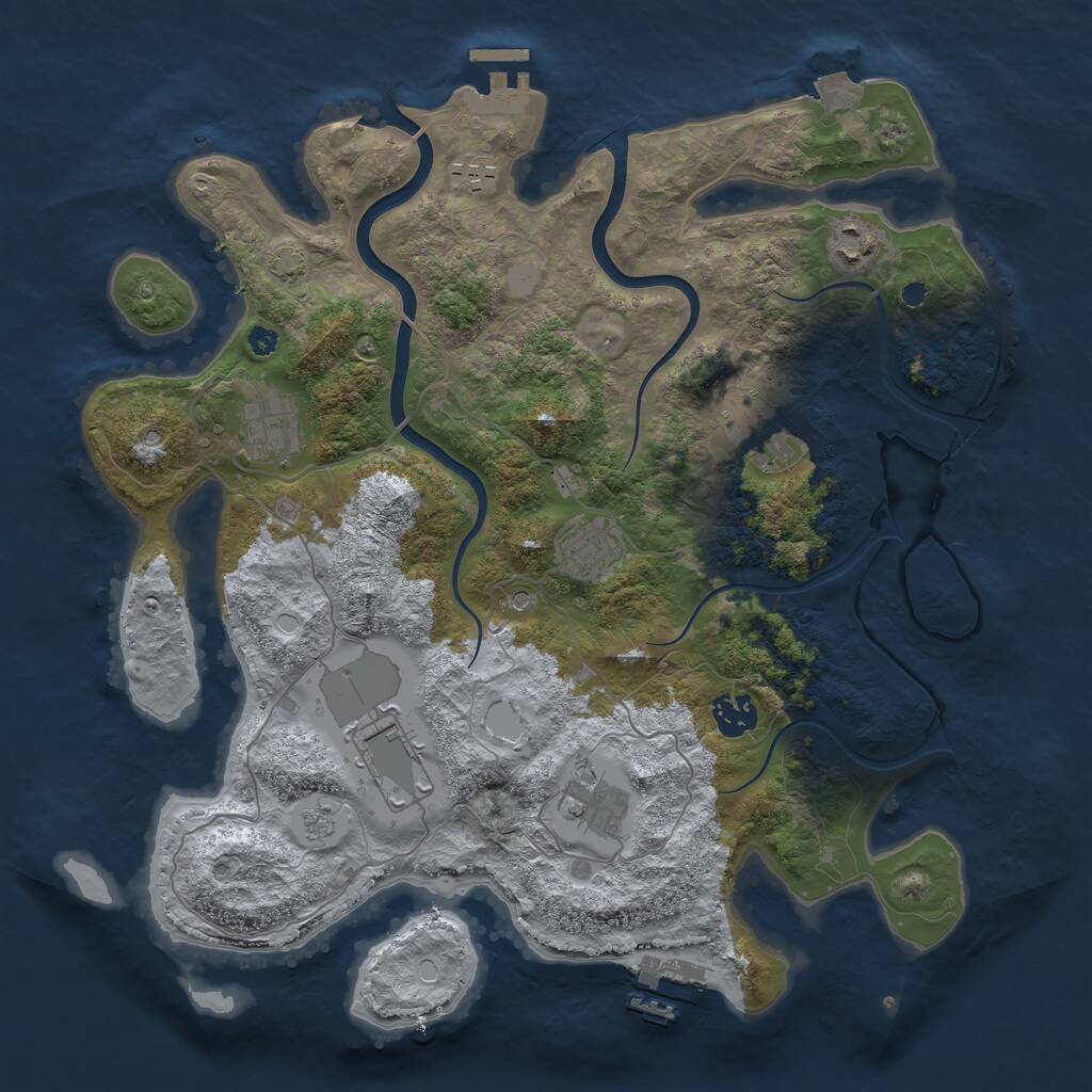 Rust Map: Procedural Map, Size: 3700, Seed: 1199135792, 14 Monuments
