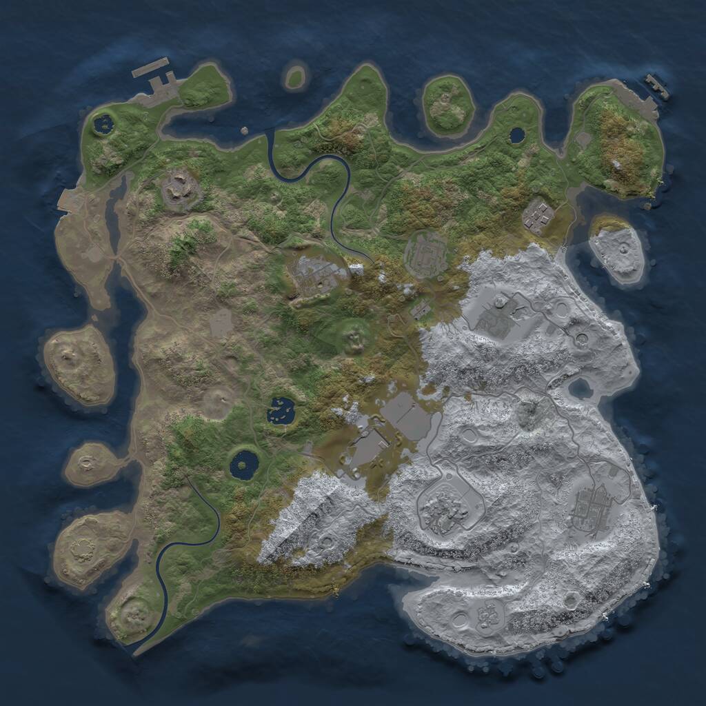 Rust Map: Procedural Map, Size: 3700, Seed: 606358801, 15 Monuments