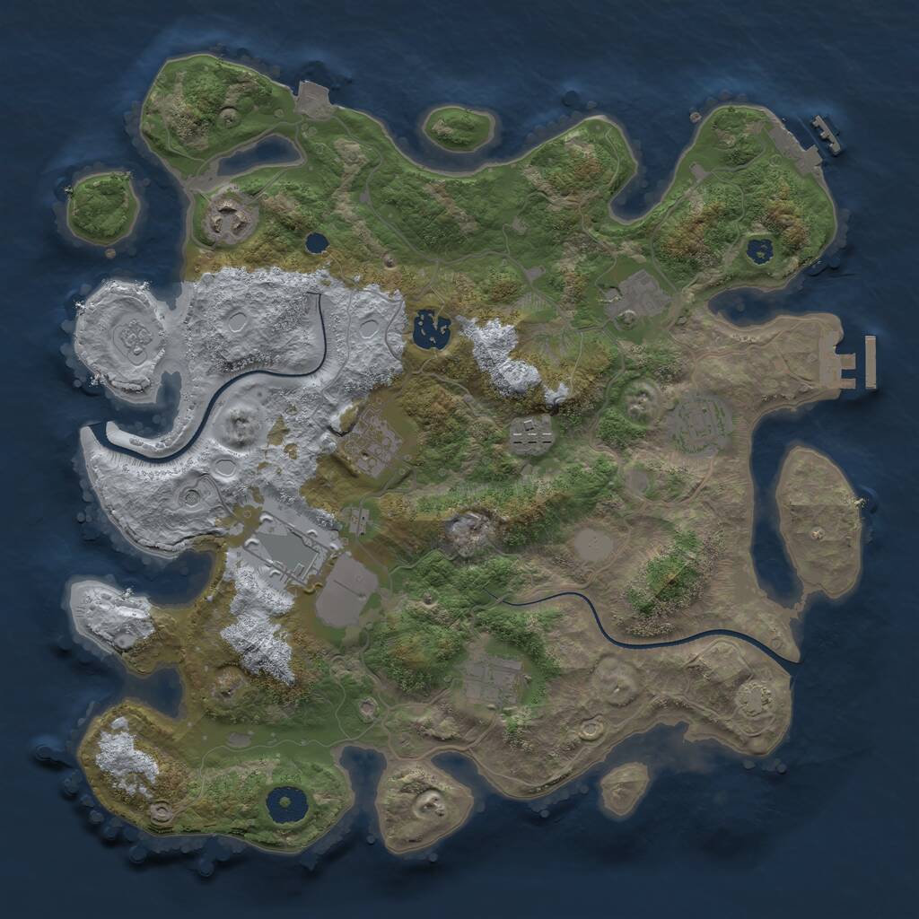 Rust Map: Procedural Map, Size: 3500, Seed: 65000, 14 Monuments