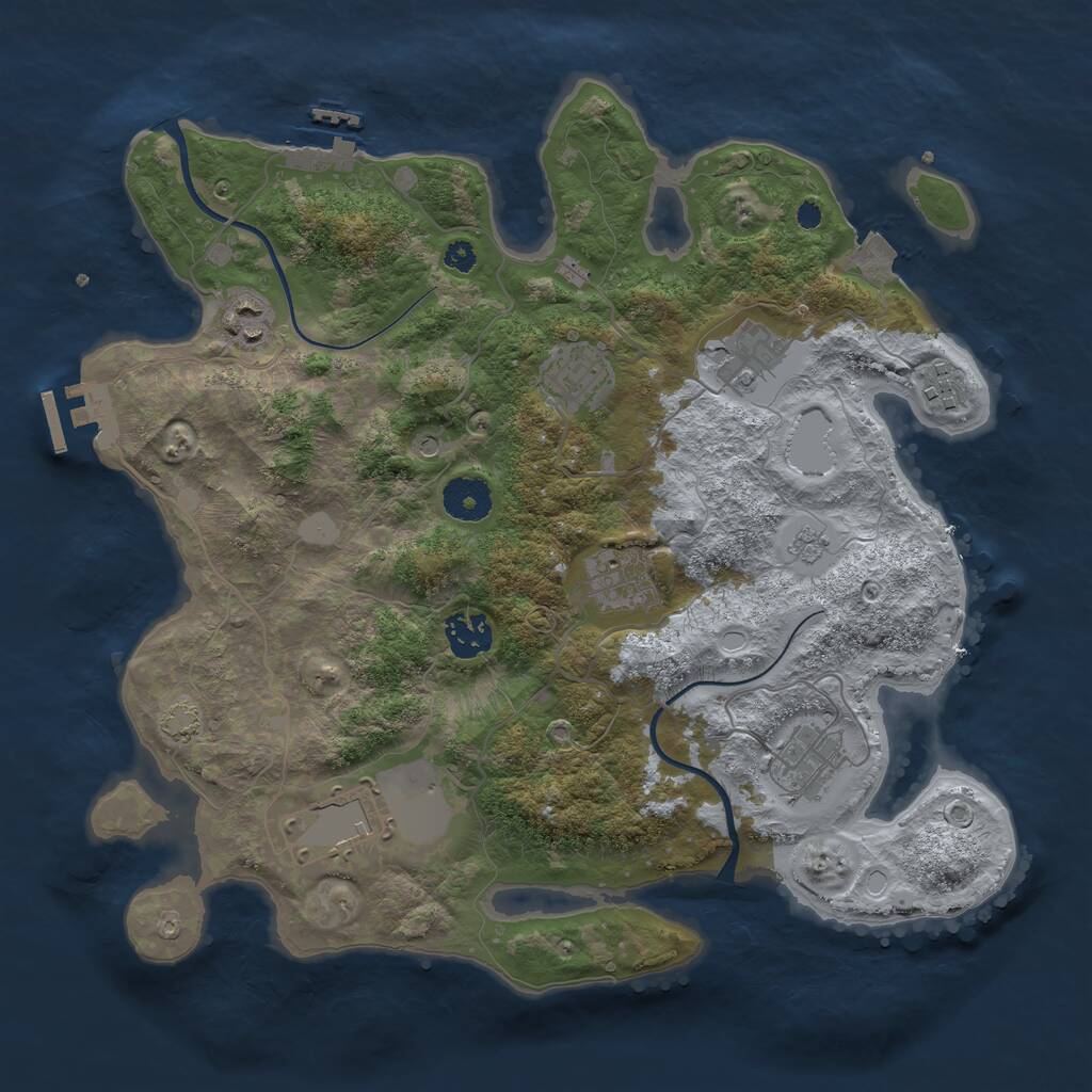 Rust Map: Procedural Map, Size: 3500, Seed: 388132182, 14 Monuments