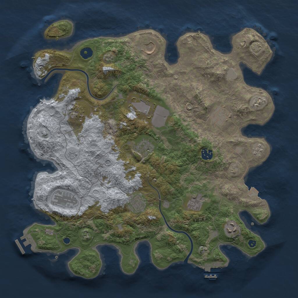 Rust Map: Procedural Map, Size: 3800, Seed: 1846668014, 17 Monuments