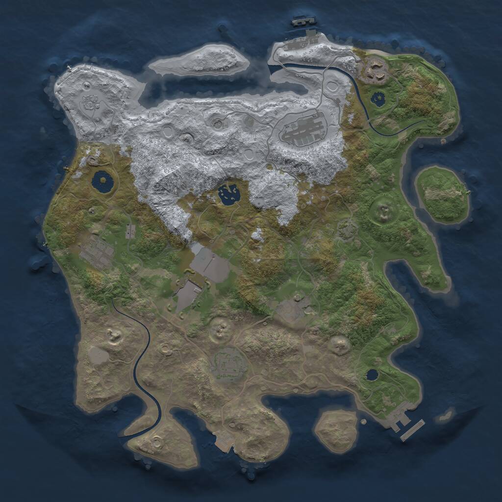 Rust Map: Procedural Map, Size: 3500, Seed: 375983, 13 Monuments