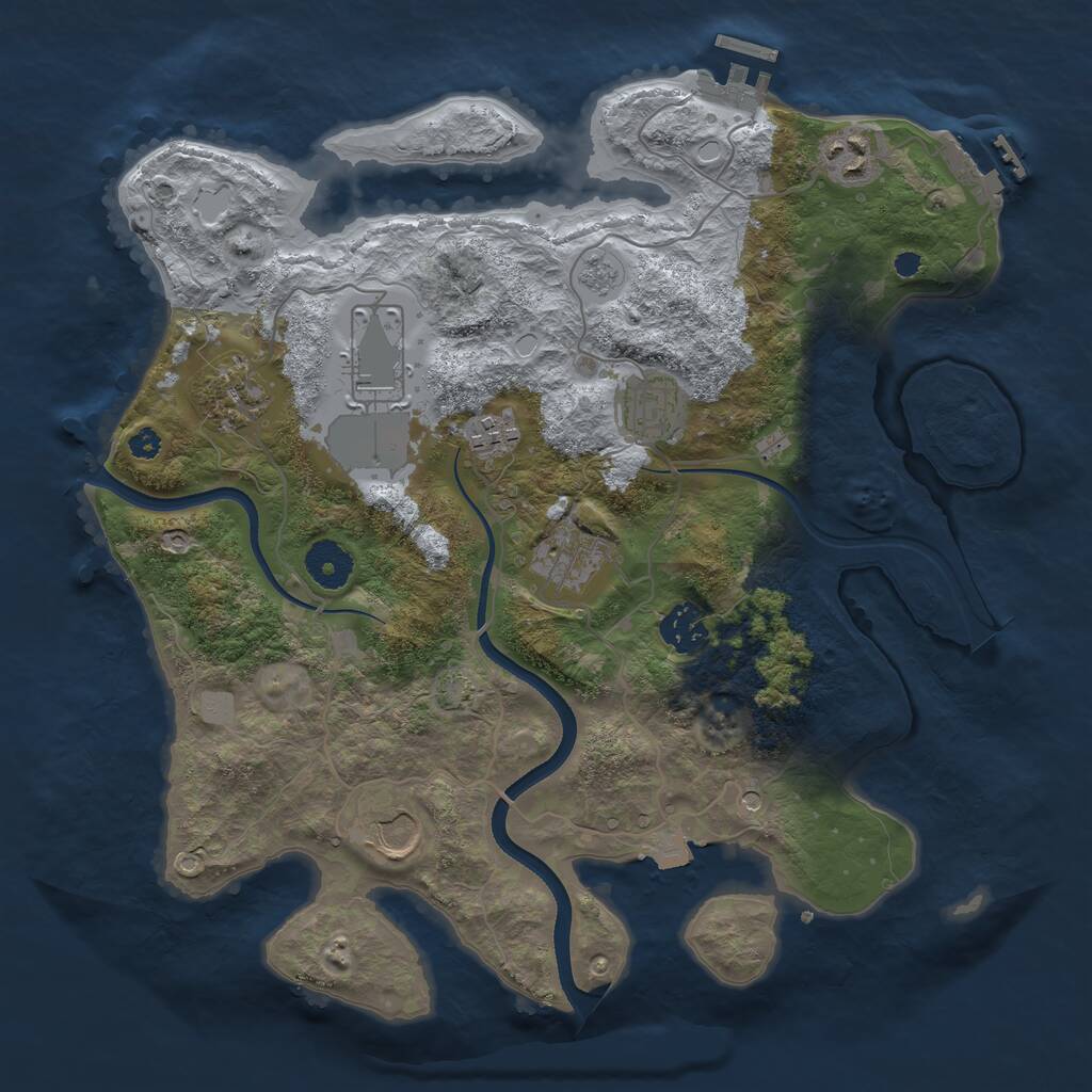 Rust Map: Procedural Map, Size: 3500, Seed: 375983, 14 Monuments
