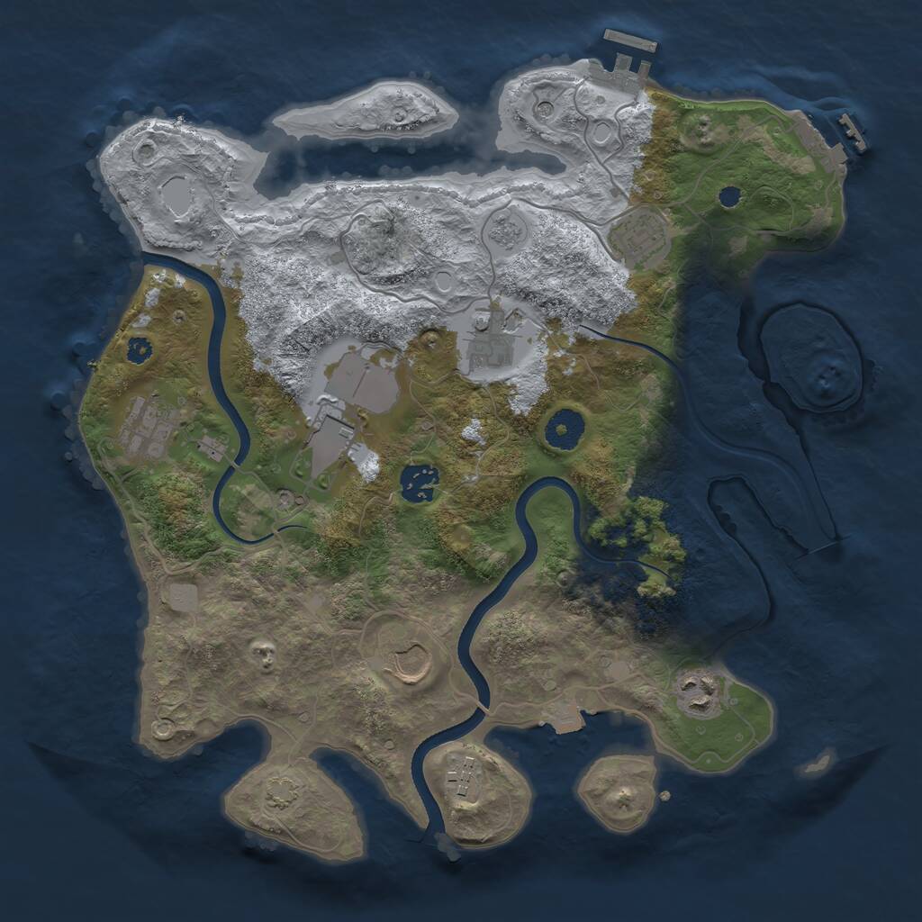 Rust Map: Procedural Map, Size: 3500, Seed: 375983, 14 Monuments