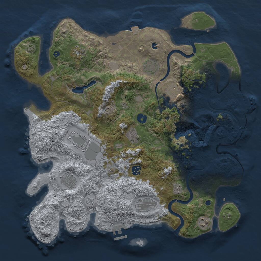 Rust Map: Procedural Map, Size: 4000, Seed: 1128226150, 16 Monuments