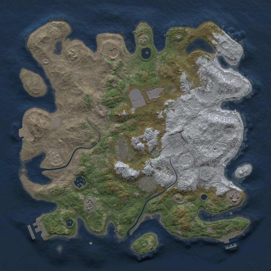Rust Map: Procedural Map, Size: 3750, Seed: 595059045, 15 Monuments