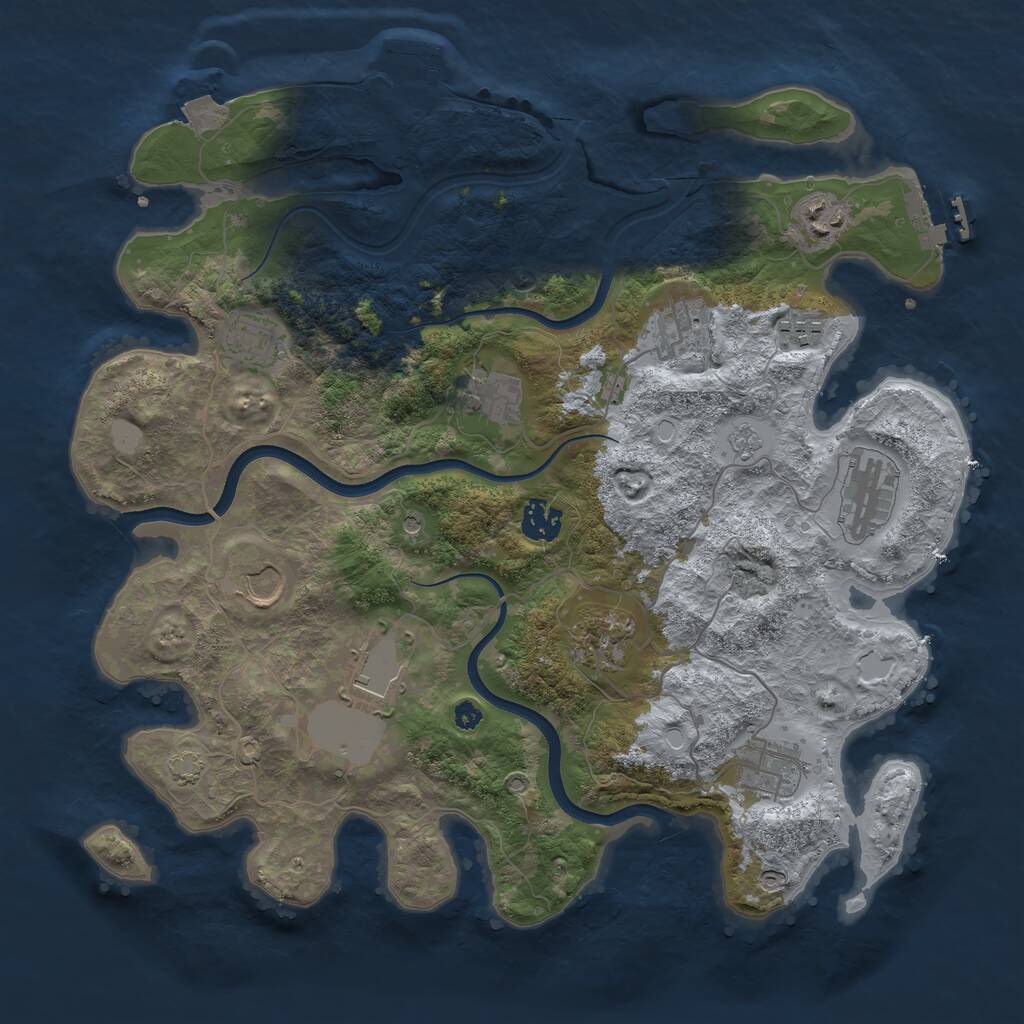 Rust Map: Procedural Map, Size: 3700, Seed: 1901051307, 17 Monuments