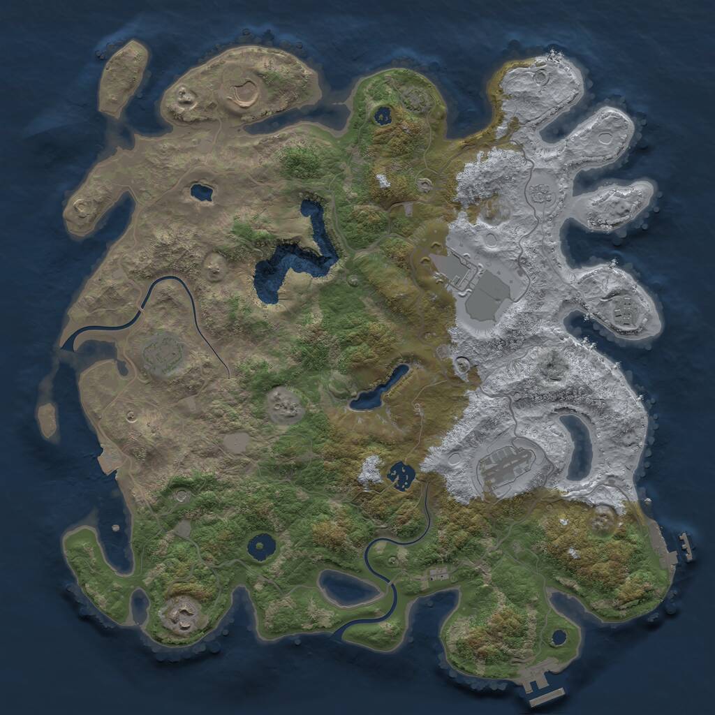 Rust Map: Procedural Map, Size: 4000, Seed: 8843403, 13 Monuments