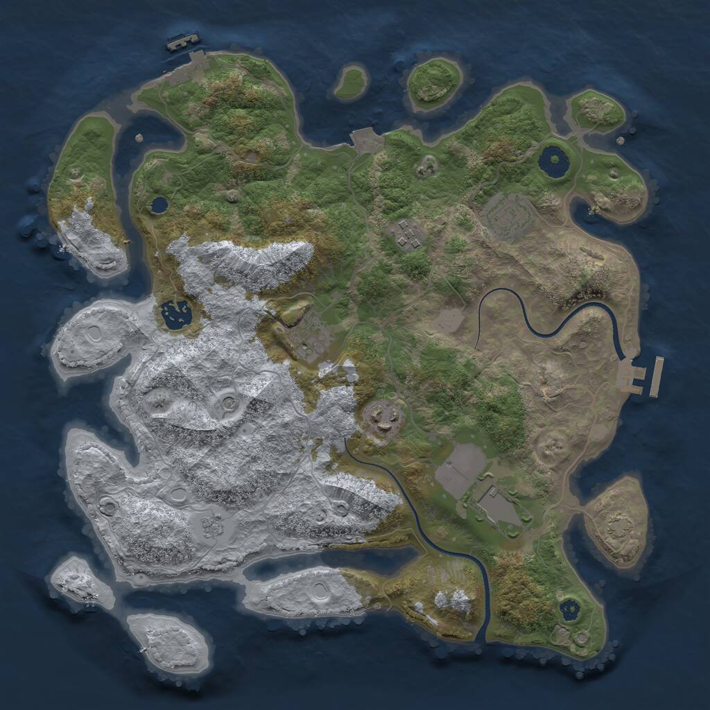 Rust Map: Procedural Map, Size: 3500, Seed: 1341895070, 12 Monuments