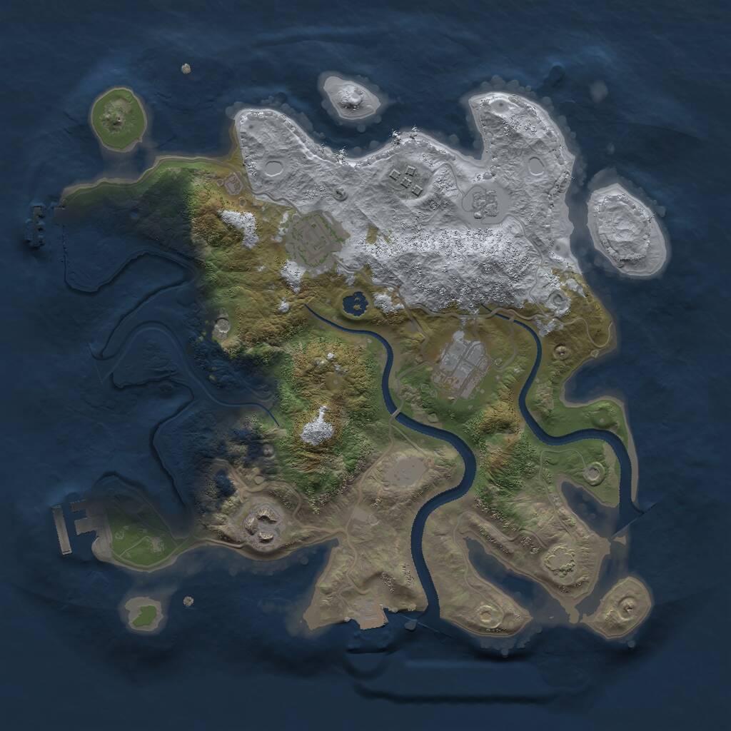 Rust Map: Procedural Map, Size: 3000, Seed: 1250427540, 10 Monuments