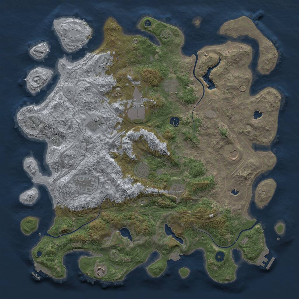 Rust Map: Procedural Map, Size: 4500, Seed: 51356449, 17 Monuments