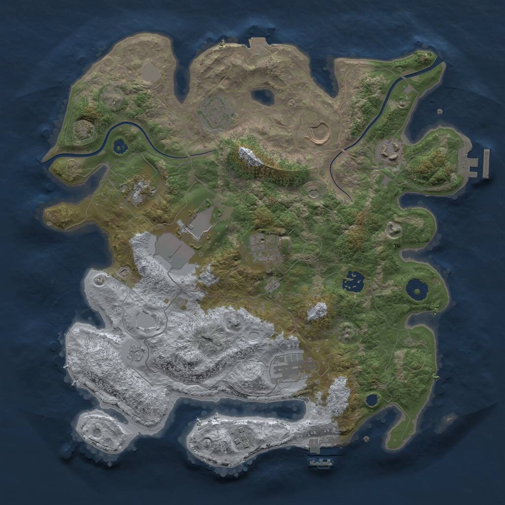 Rust Map: Procedural Map, Size: 3500, Seed: 116904657, 15 Monuments