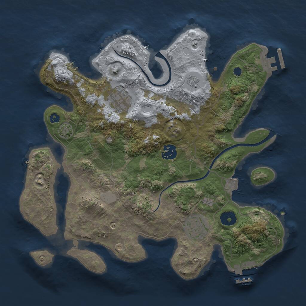 Rust Map: Procedural Map, Size: 3000, Seed: 102765, 8 Monuments
