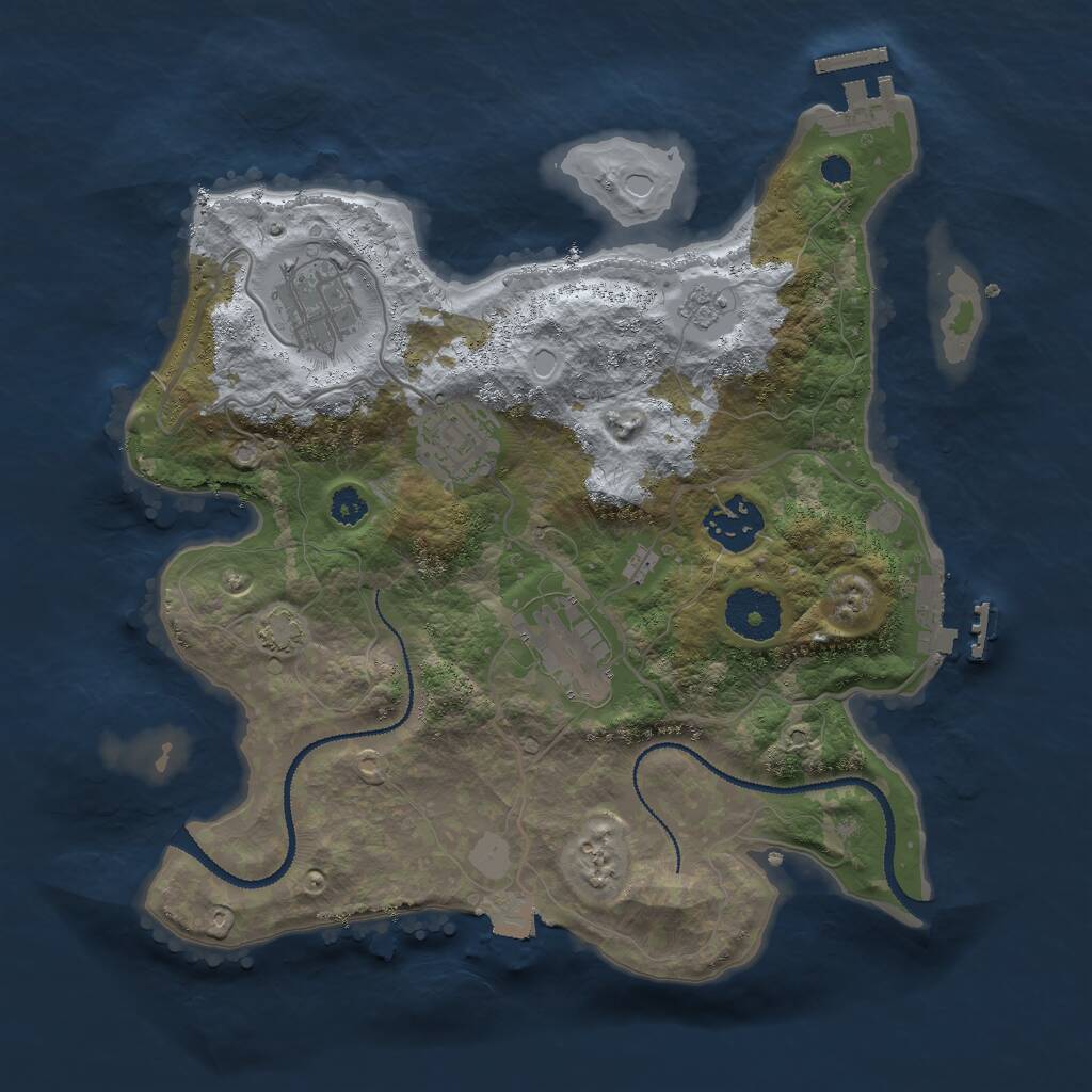 Rust Map: Procedural Map, Size: 3000, Seed: 1285977570, 9 Monuments