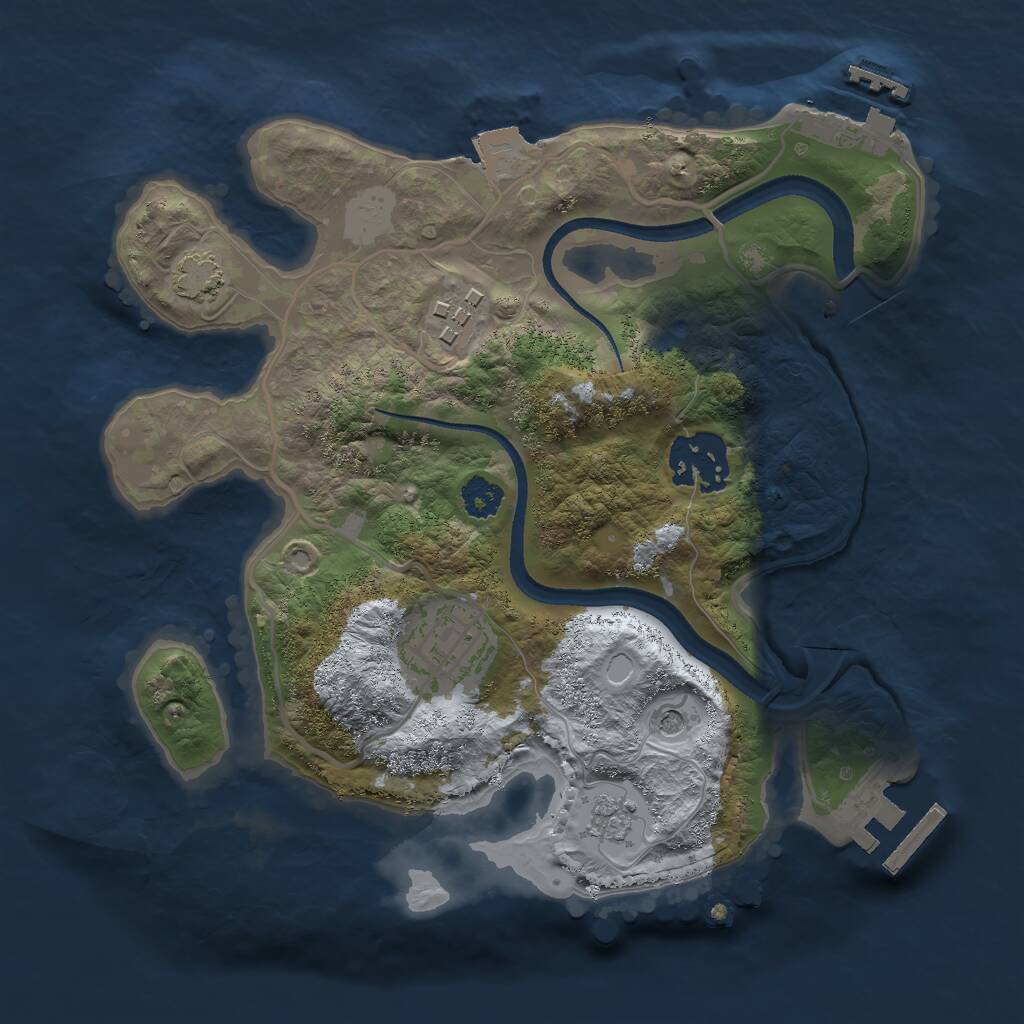 Rust Map: Procedural Map, Size: 2500, Seed: 1918230123, 9 Monuments