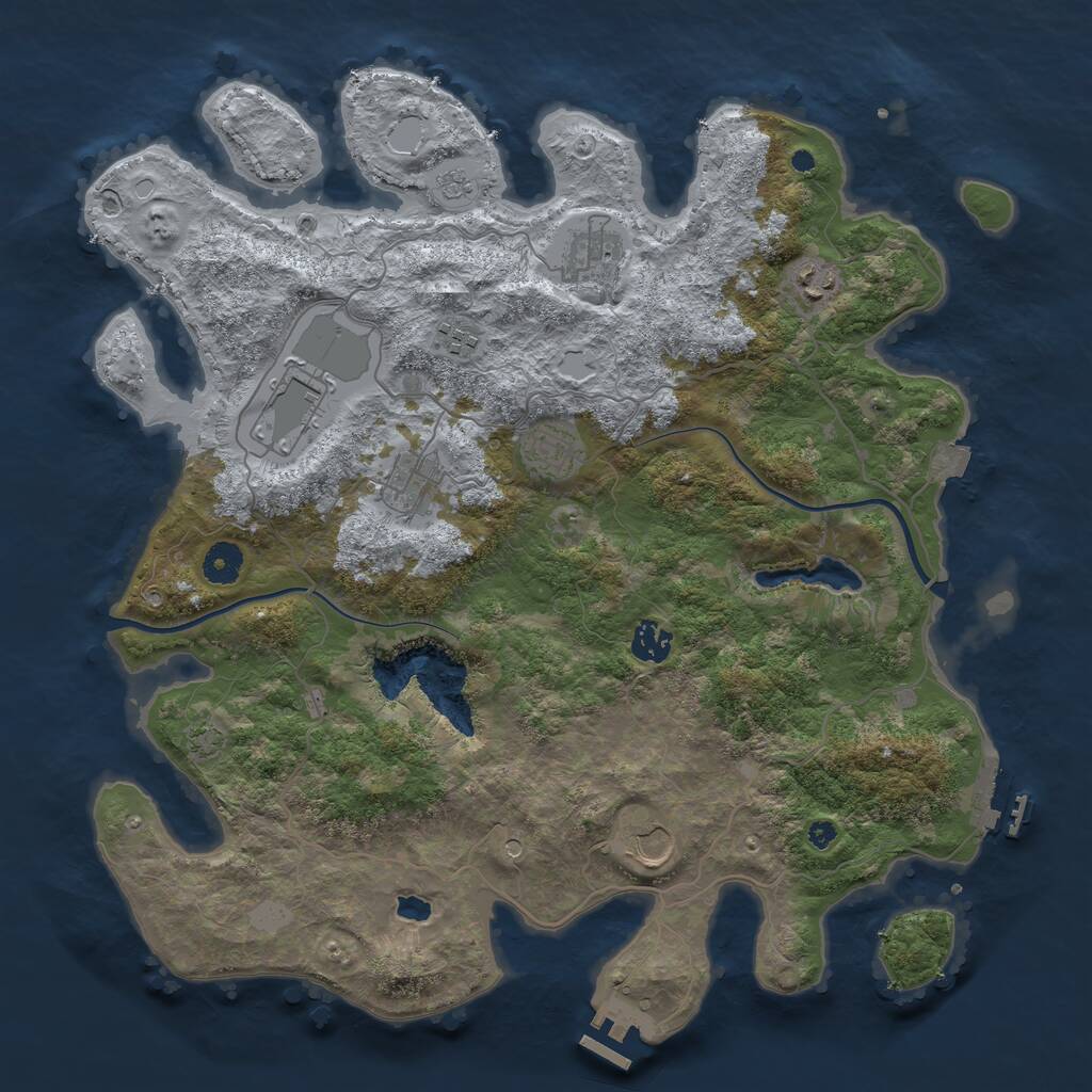 Rust Map: Procedural Map, Size: 4000, Seed: 1383599826, 14 Monuments