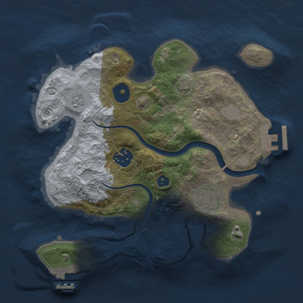 Rust Map: Procedural Map, Size: 2500, Seed: 752341737, 7 Monuments