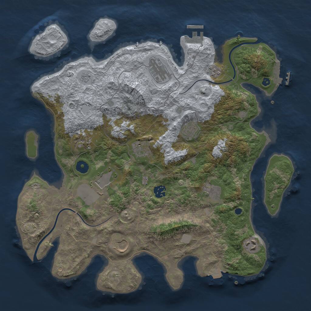 Rust Map: Procedural Map, Size: 3750, Seed: 1823771085, 15 Monuments