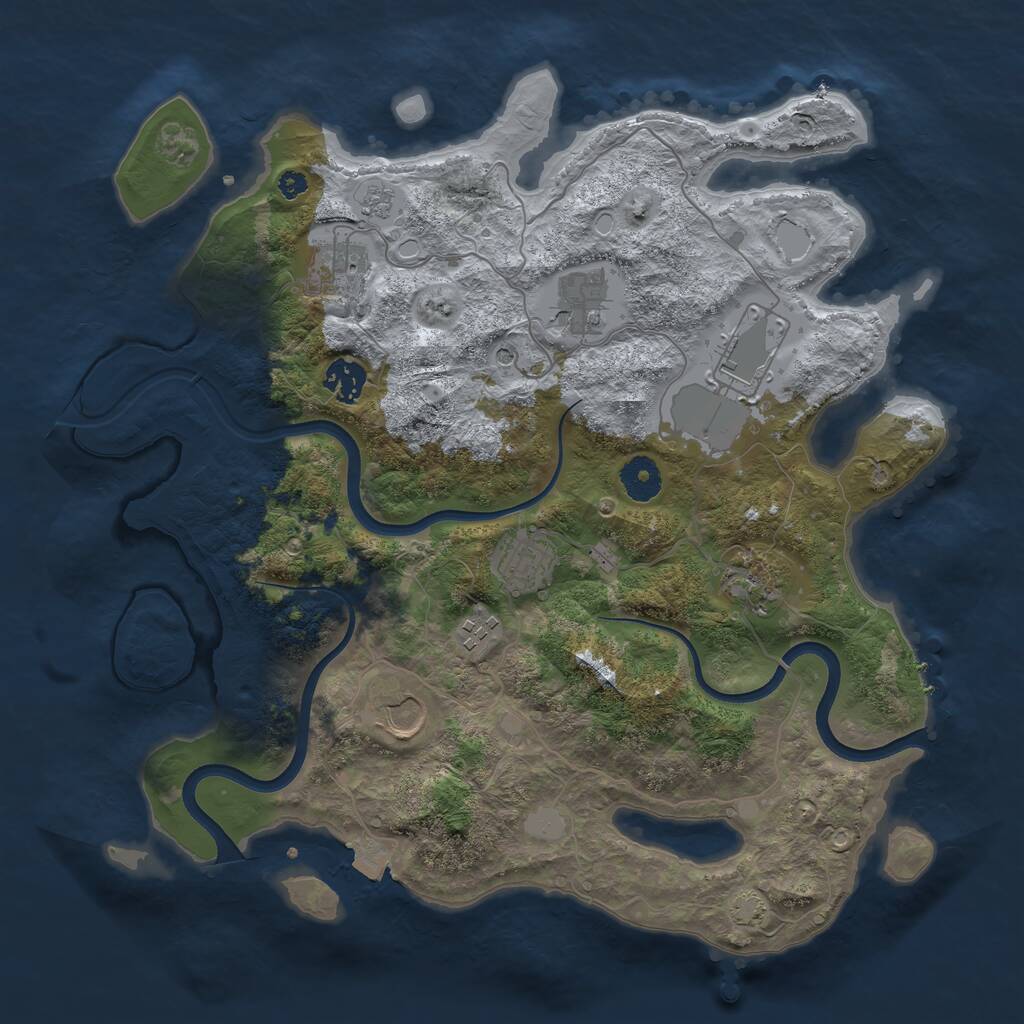 Rust Map: Procedural Map, Size: 3650, Seed: 1462650126, 12 Monuments