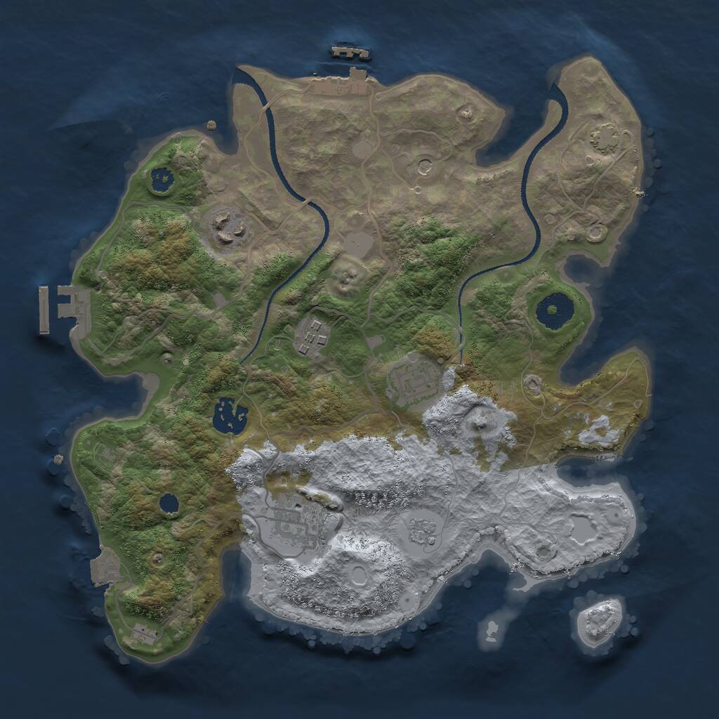 Rust Map: Procedural Map, Size: 3000, Seed: 1584251527, 11 Monuments