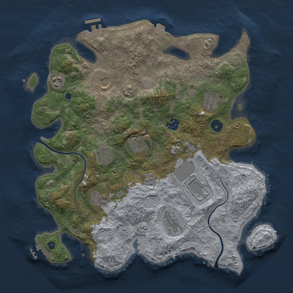 Rust Map: Procedural Map, Size: 3750, Seed: 203740532, 16 Monuments