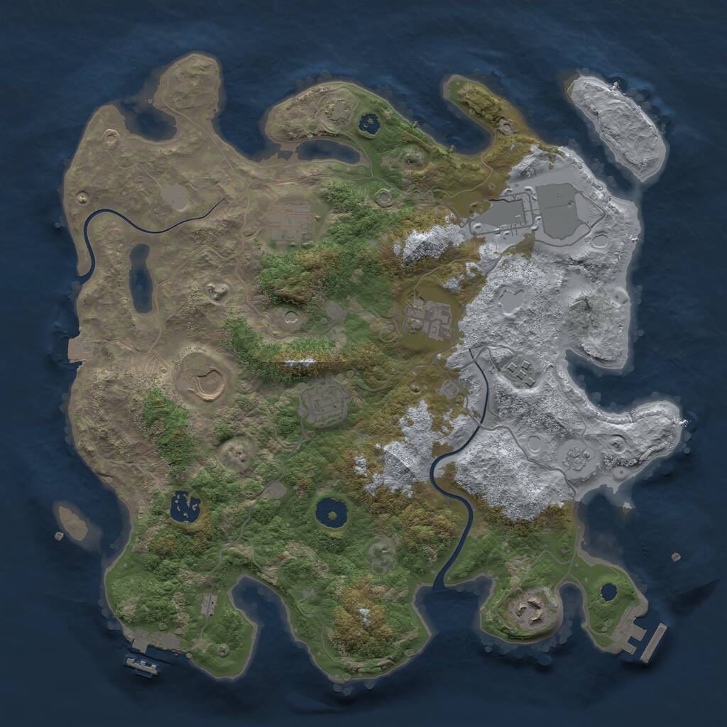Rust Map: Procedural Map, Size: 3500, Seed: 408717809, 14 Monuments