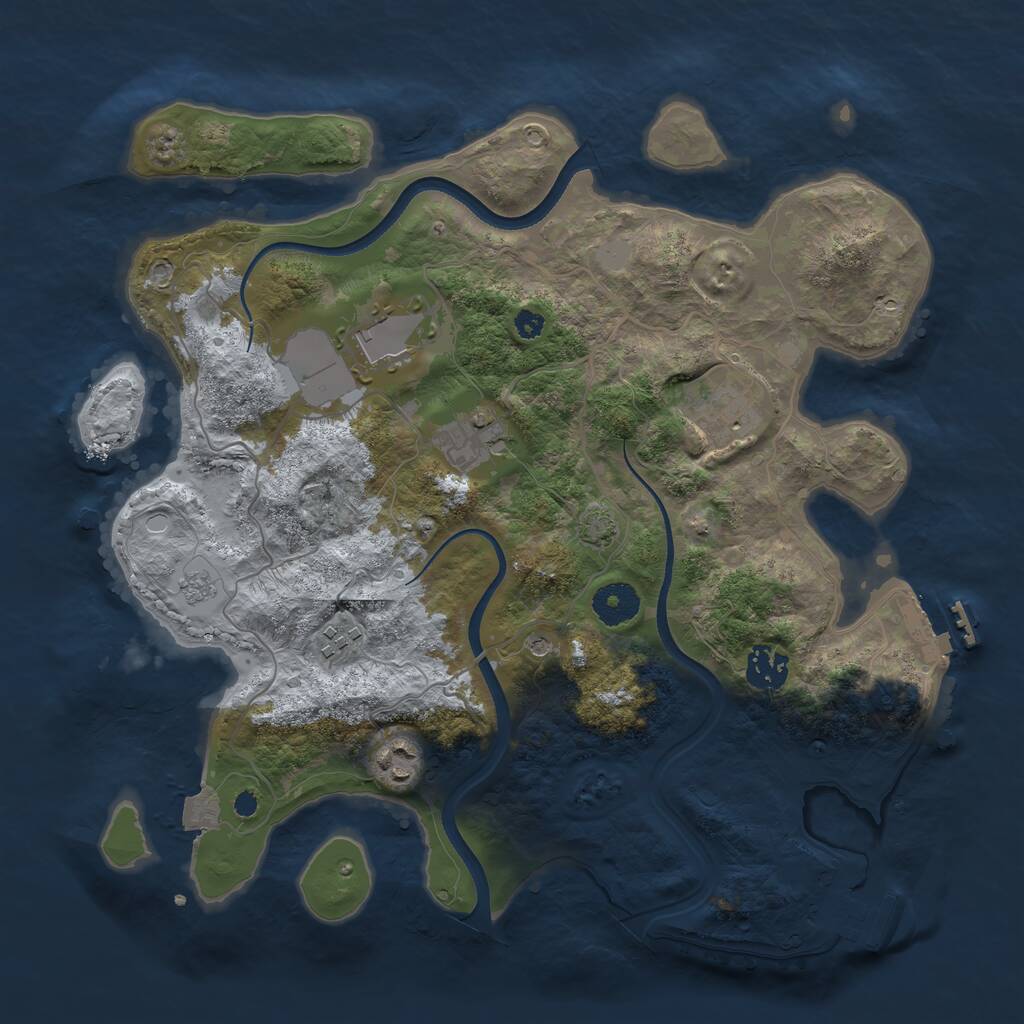 Rust Map: Procedural Map, Size: 3500, Seed: 25379096, 12 Monuments