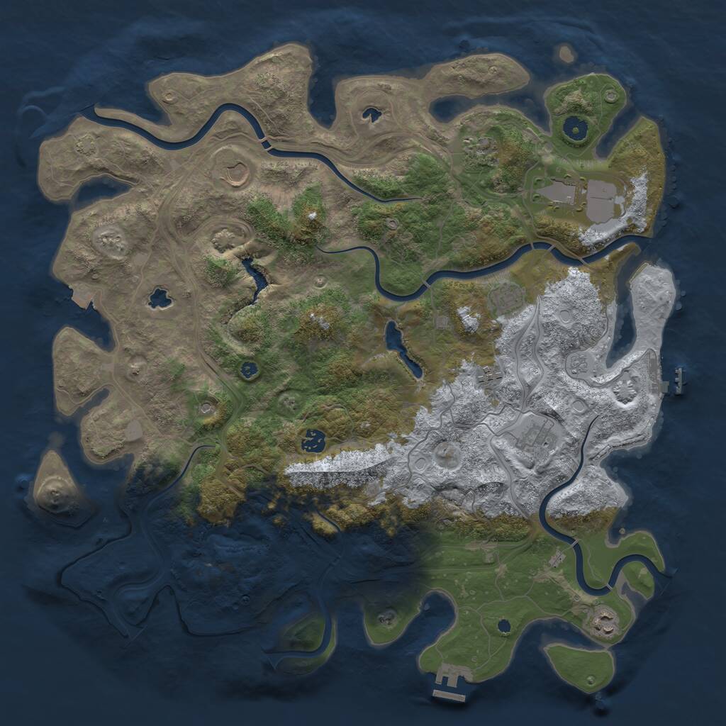 Rust Map: Procedural Map, Size: 4500, Seed: 45465555, 14 Monuments