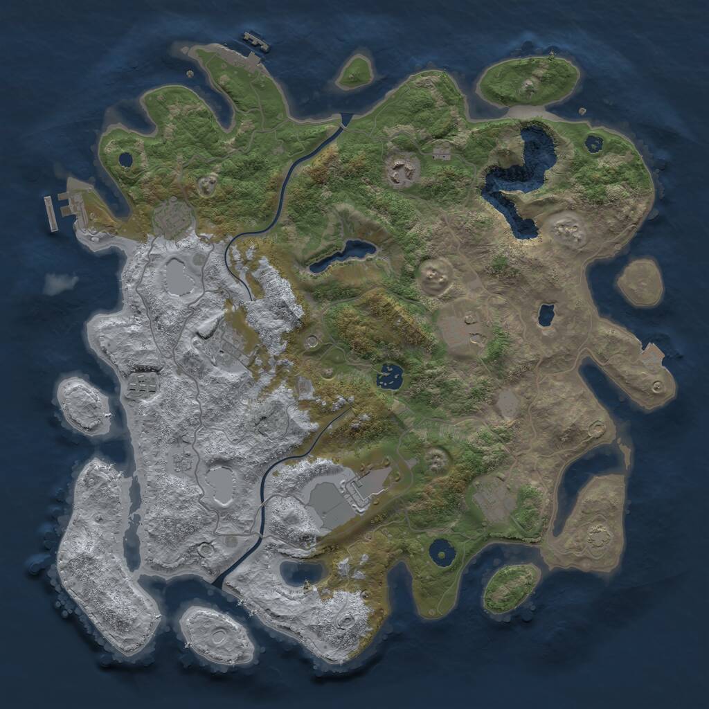 Rust Map: Procedural Map, Size: 4000, Seed: 1271005334, 14 Monuments