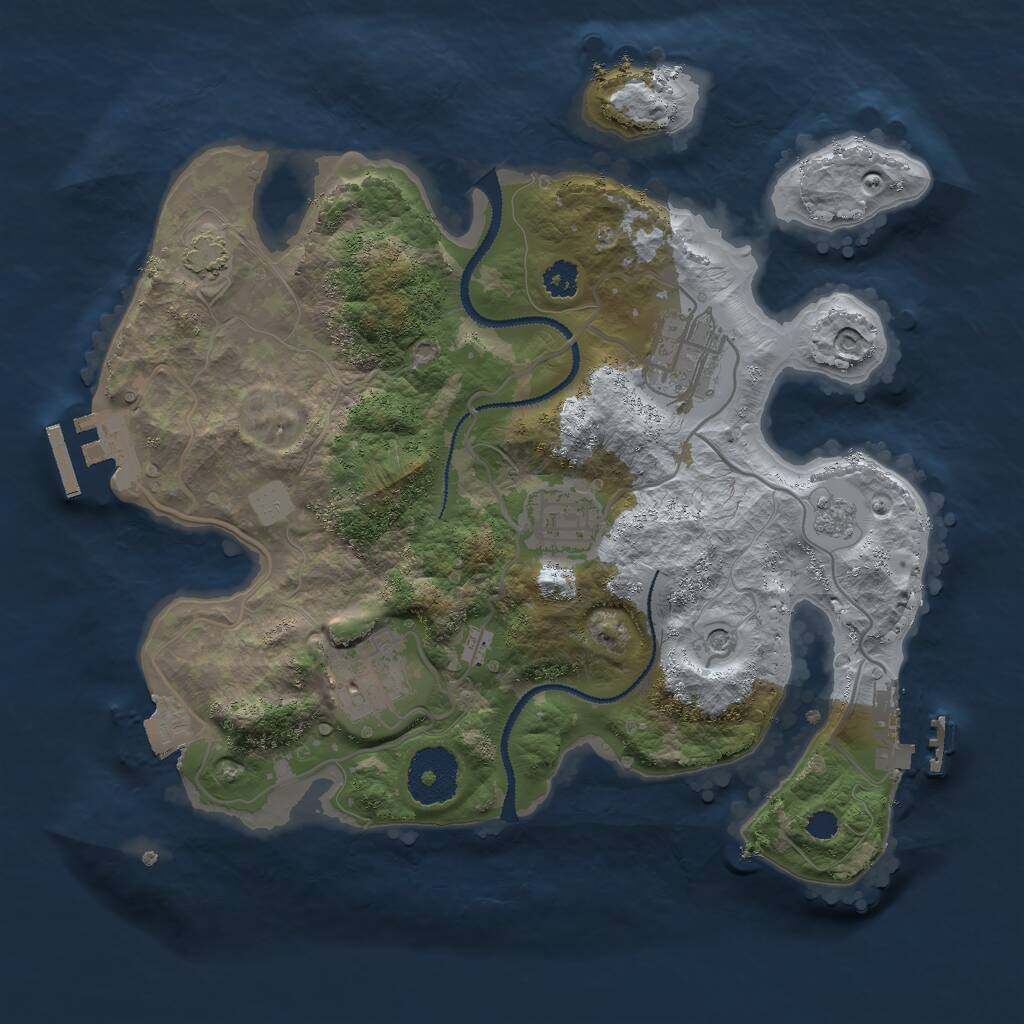 Rust Map: Procedural Map, Size: 2800, Seed: 1759347424, 9 Monuments