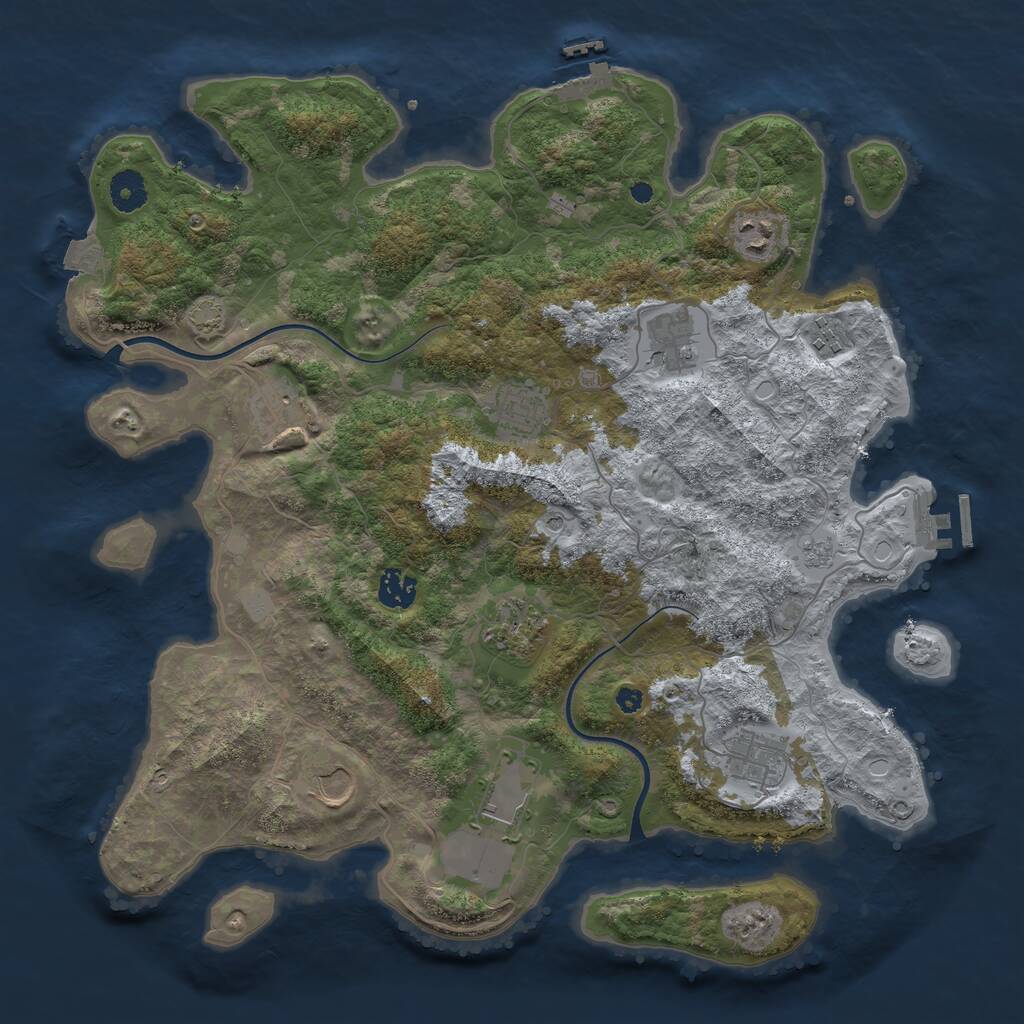 Rust Map: Procedural Map, Size: 3900, Seed: 2009664160, 16 Monuments