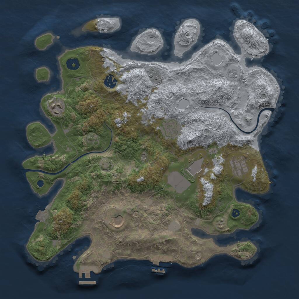 Rust Map: Procedural Map, Size: 3500, Seed: 1179796394, 13 Monuments