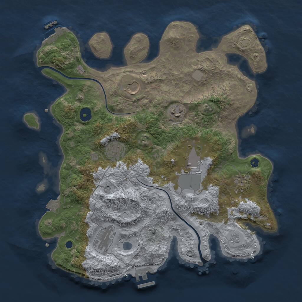 Rust Map: Procedural Map, Size: 3500, Seed: 1988093792, 12 Monuments