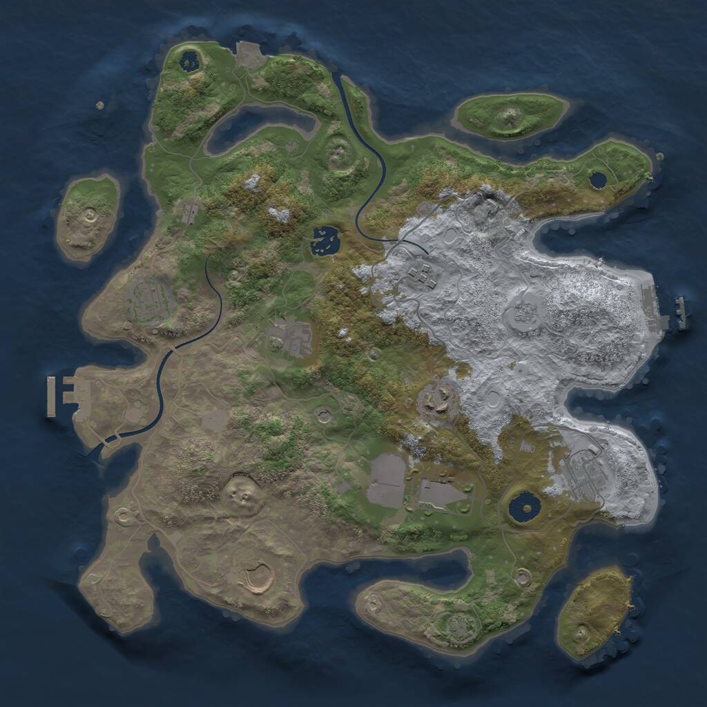 Rust Map: Procedural Map, Size: 3500, Seed: 967354336, 14 Monuments