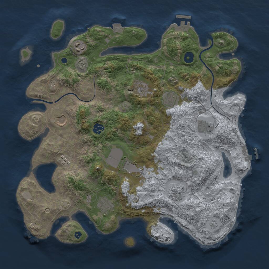 Rust Map: Procedural Map, Size: 3750, Seed: 1455223411, 16 Monuments