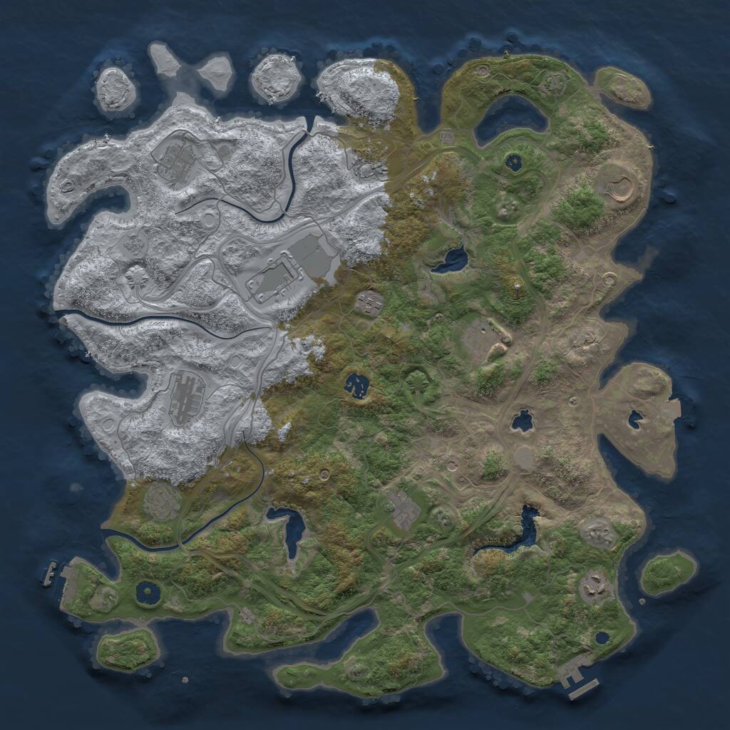 Rust Map: Procedural Map, Size: 4500, Seed: 571733972, 17 Monuments