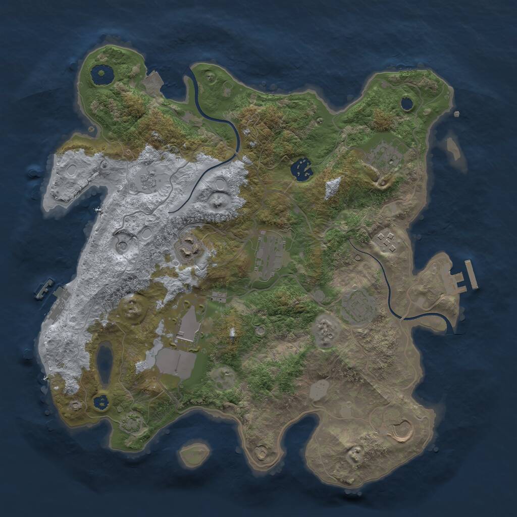 Rust Map: Procedural Map, Size: 3500, Seed: 601646583, 14 Monuments
