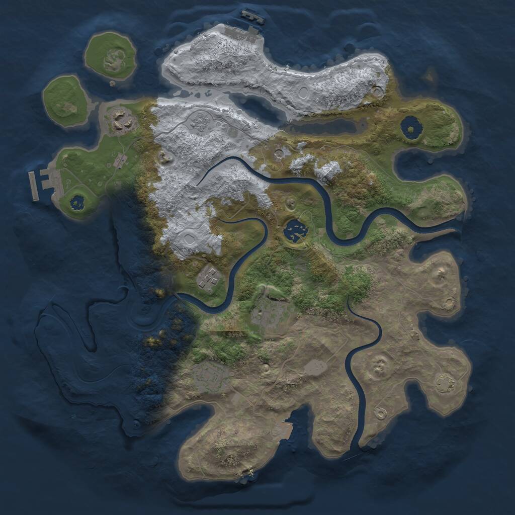 Rust Map: Procedural Map, Size: 3500, Seed: 1233475734, 11 Monuments